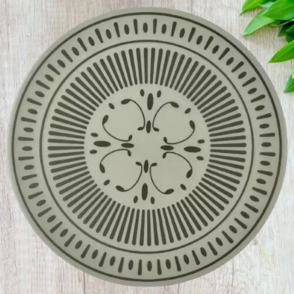 IKEA TUVIRIS Round Placemats Gray Green Geometric Pattern Set of 4
